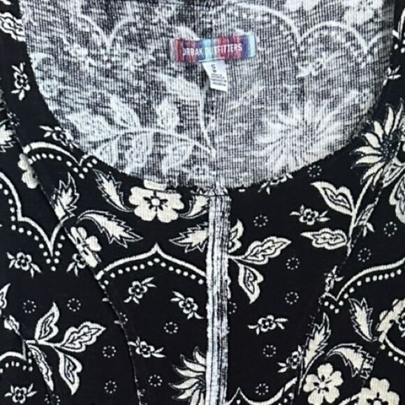 Y2K UO Women Small Floral Mini Dress Black White Stretch Boho Whimsigoth Western - Picture 11 of 13